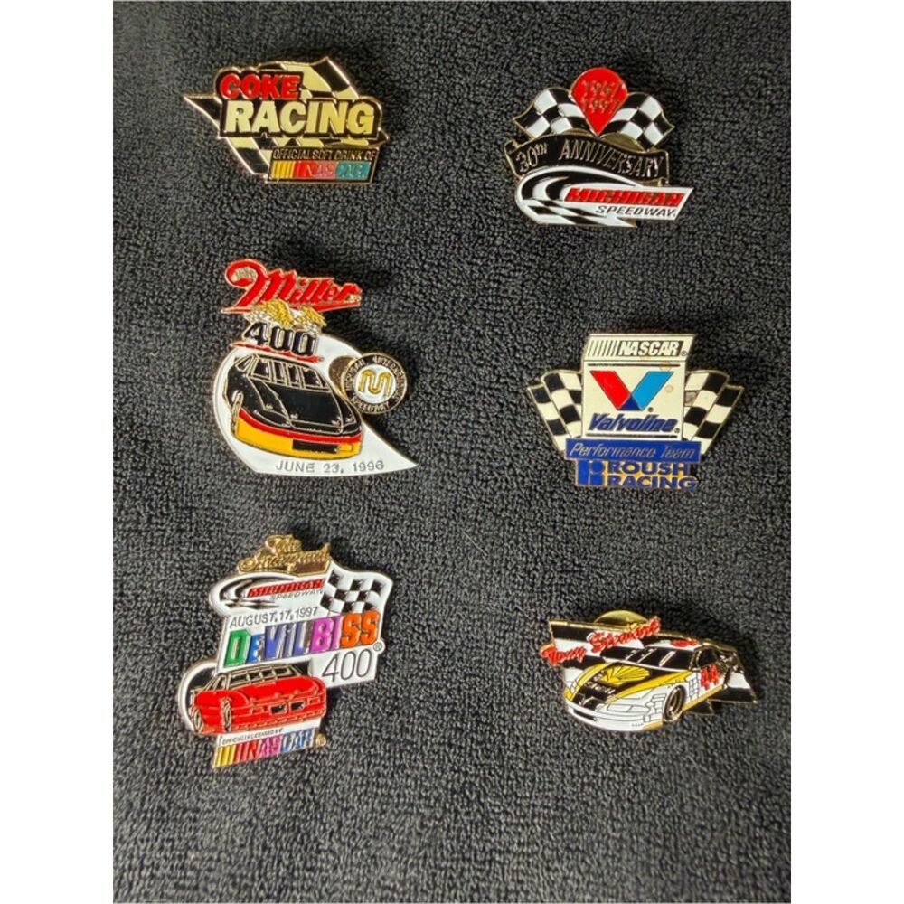 Vintage NASCAR Racing Lapel Pin Lot of 6
